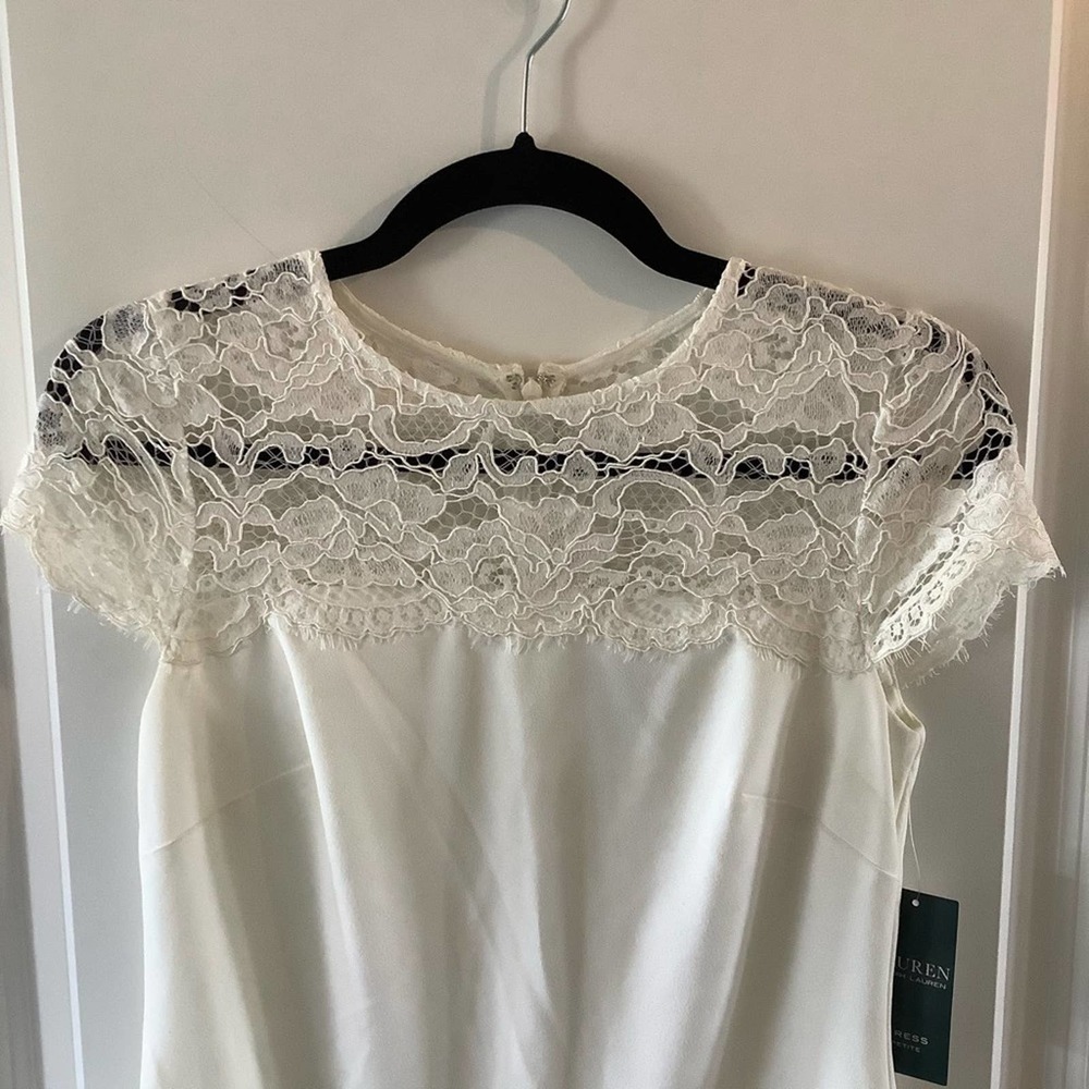 LAUREN Ralph Lauren White Lace Trapeze Dress - Picture 5 of 8